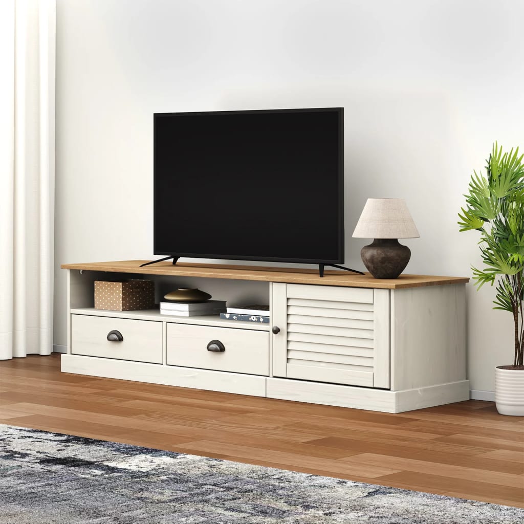 vidaXL TV skrinka VIGO biela 156x40x40 cm masívna borovica