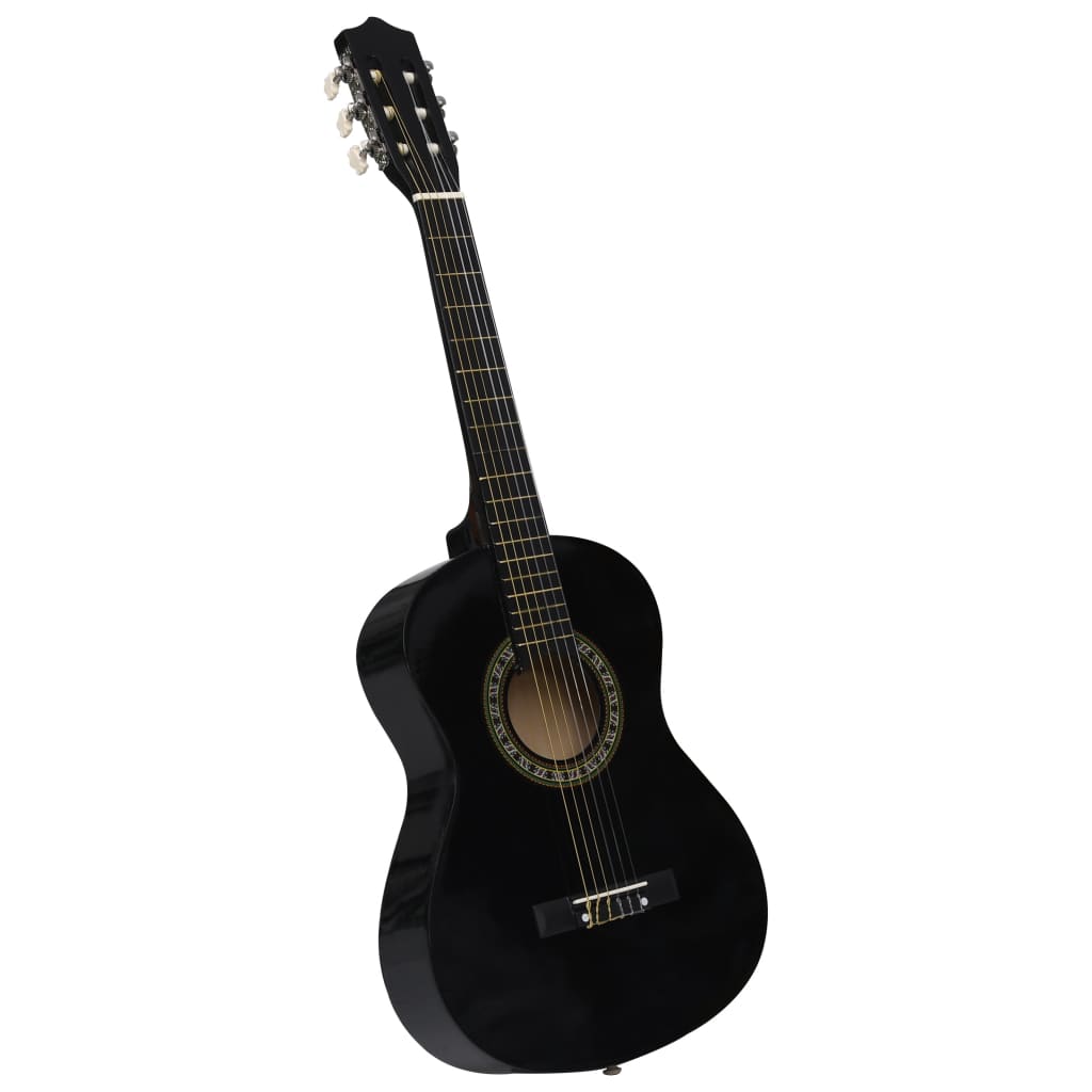 vidaXL Klasická gitara pre začiatočníkov a deti čierna 1/2 34