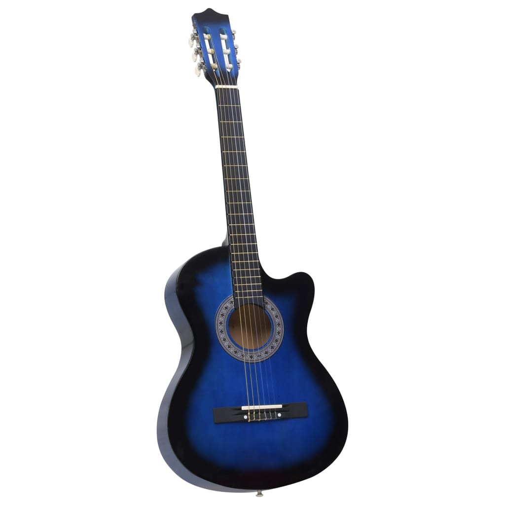 vidaXL Folková klasická gitara s výrezom so 6 strunami, modrá 38