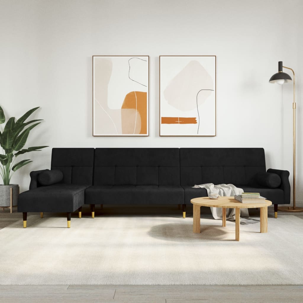 vidaXL Pohovka v tvare L čierna 271x140x70 cm zamat