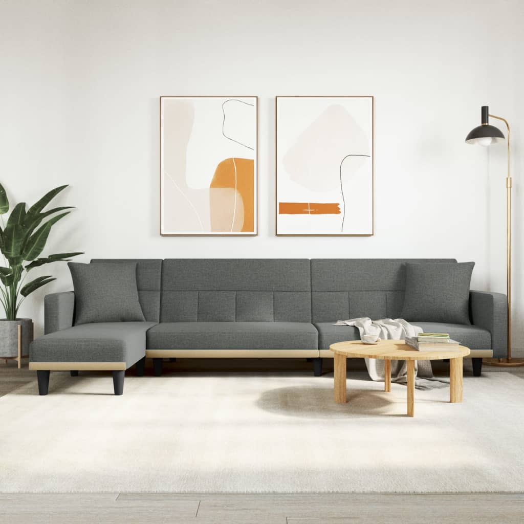 vidaXL Pohovka v tvare L tmavosivá 275x140x70 cm látka