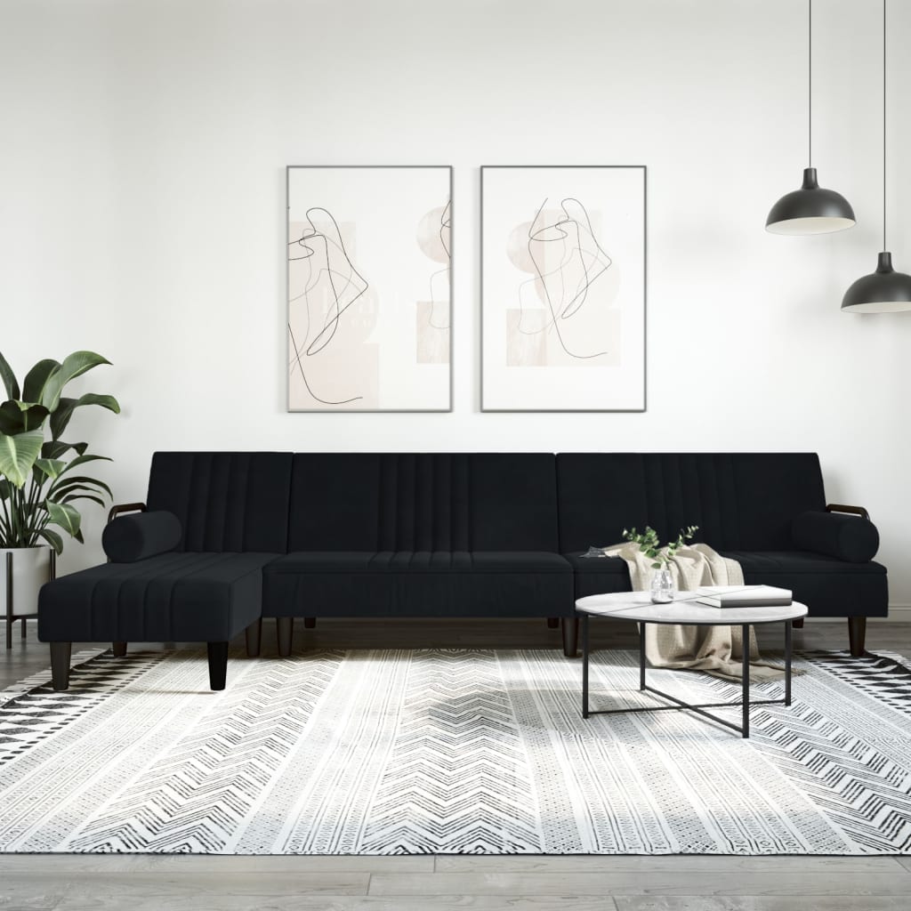 vidaXL Pohovka v tvare L čierna 260x140x70 cm zamat