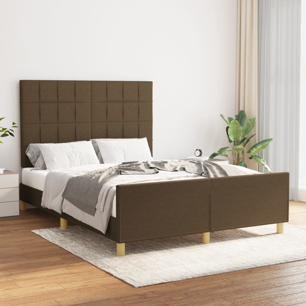 vidaXL Posteľ bez matraca tmavohnedá 140x200 cm látka
