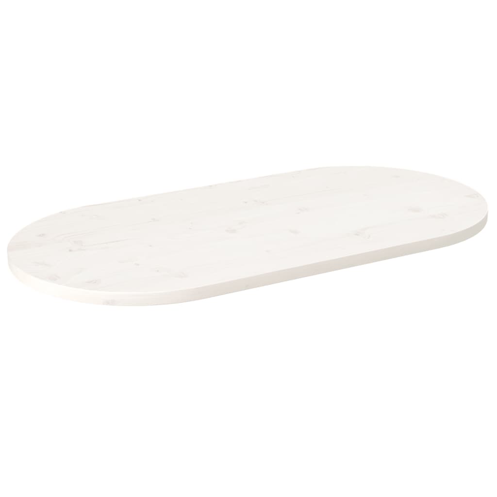 vidaXL Stolová doska biela 100x50x2,5 cm masívna borovica oválna