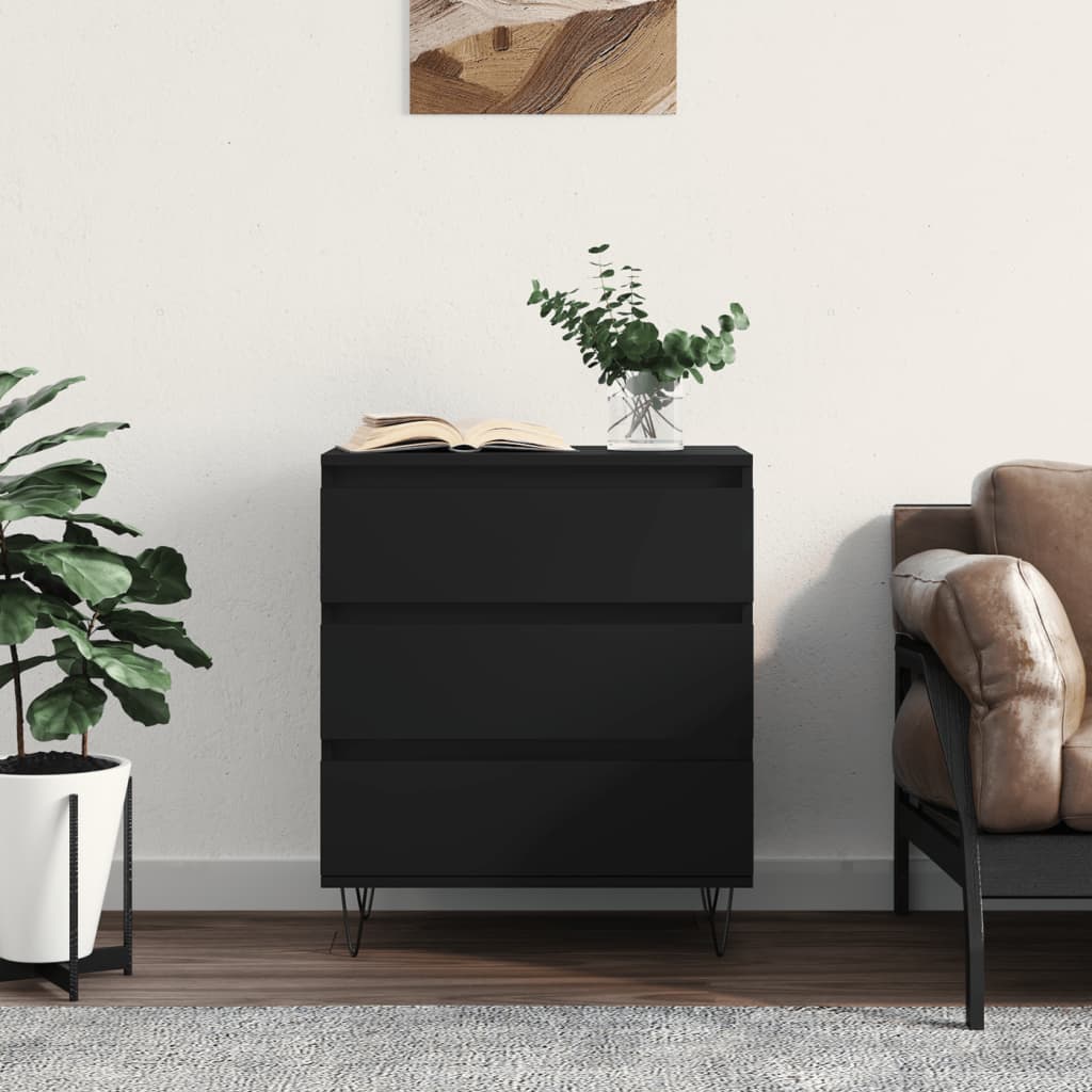 vidaXL Komoda čierna 60x35x70 cm spracované drevo
