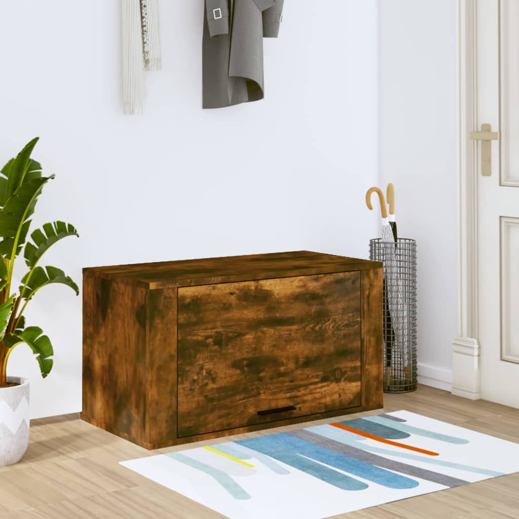 vidaXL Nástenný botník dymový dub 70x35x38 cm borovicový masív