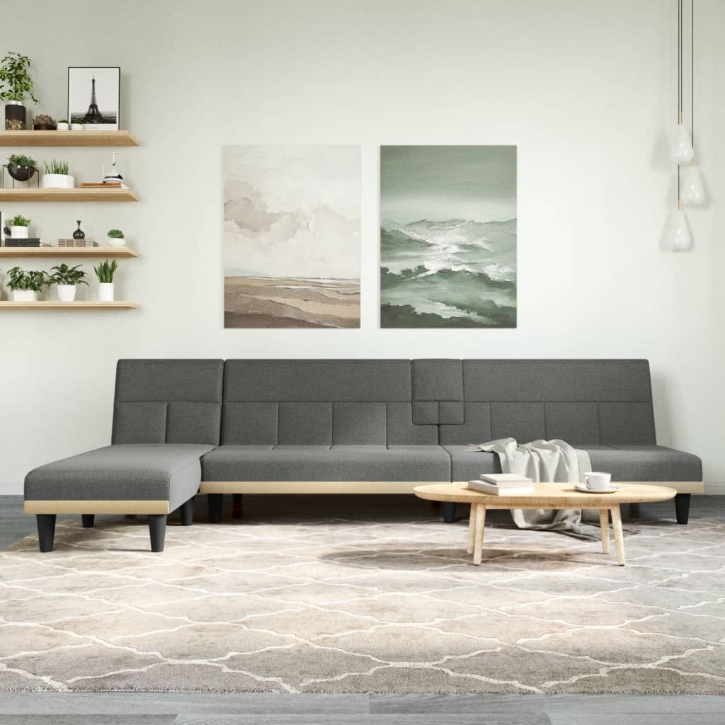 vidaXL Pohovka v tvare L tmavosivá 255x140x70 cm látka