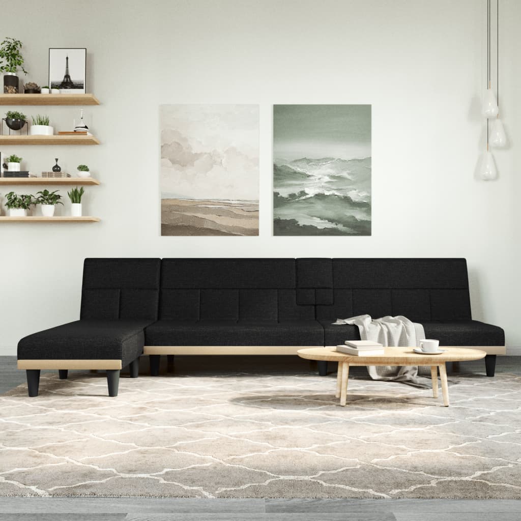 vidaXL Pohovka v tvare L čierna 255x140x70 cm látka
