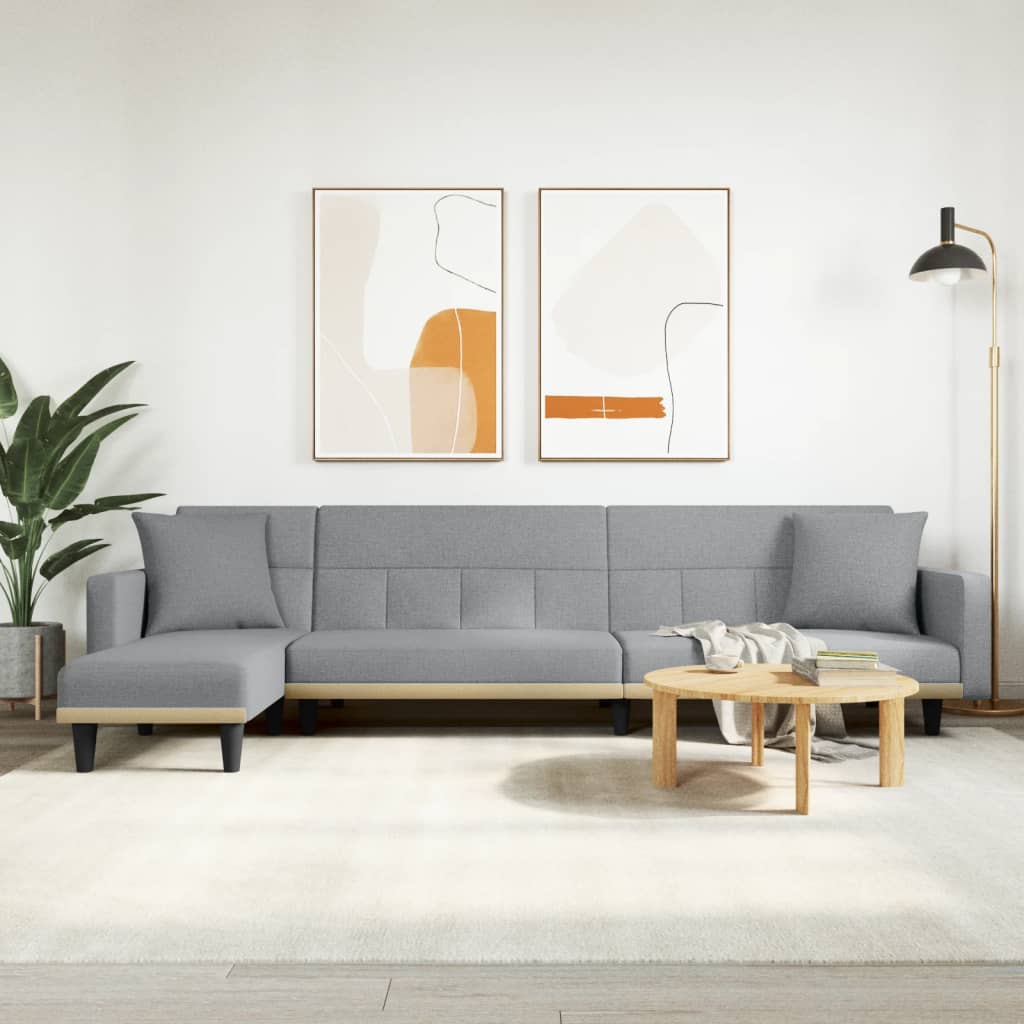vidaXL Pohovka v tvare L bledosivá 275x140x70 cm látka