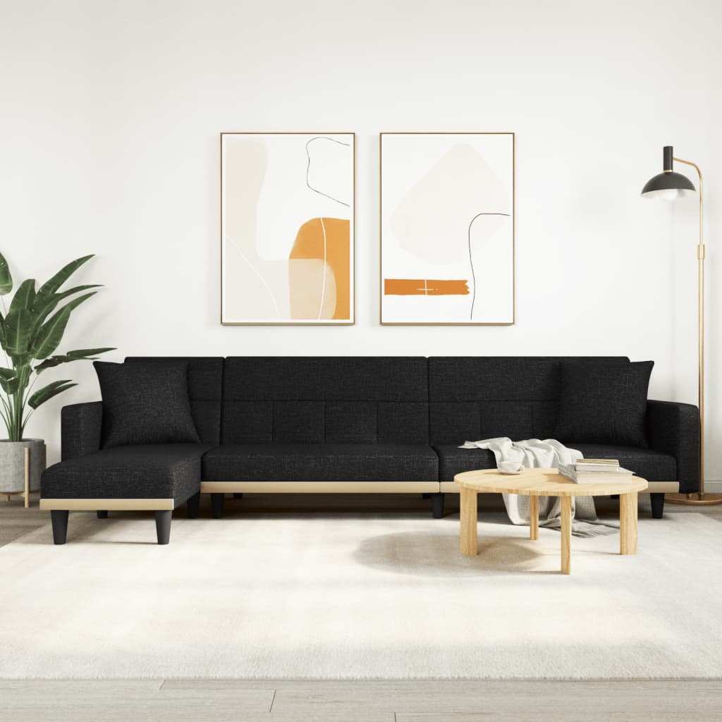 vidaXL Pohovka v tvare L čierna 275x140x70 cm látka