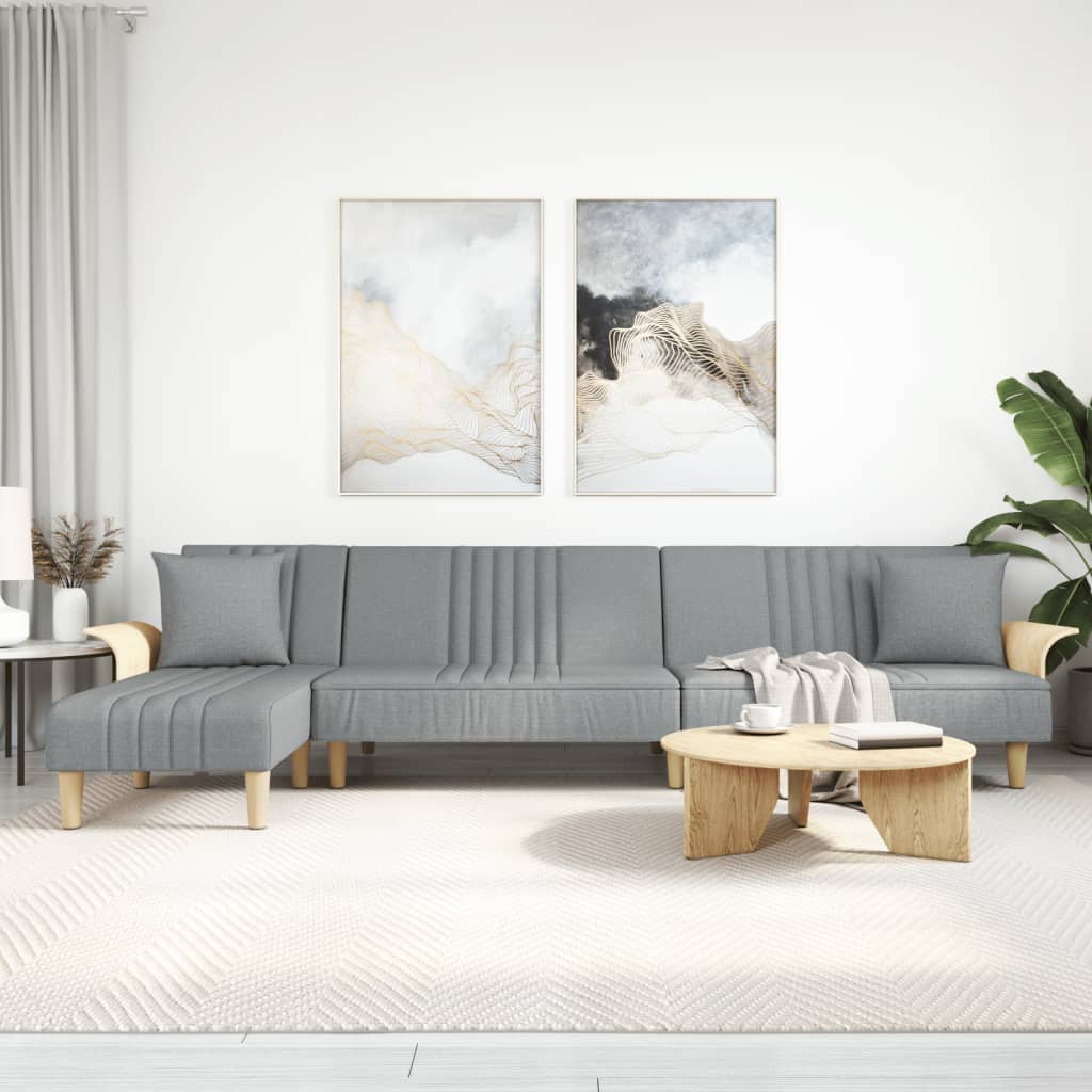 vidaXL Pohovka v tvare L bledosivá 279x140x70 cm látka