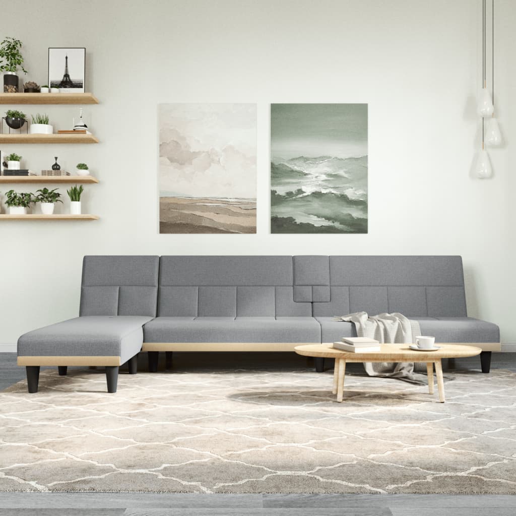 vidaXL Pohovka v tvare L bledosivá 255x140x70 cm látka