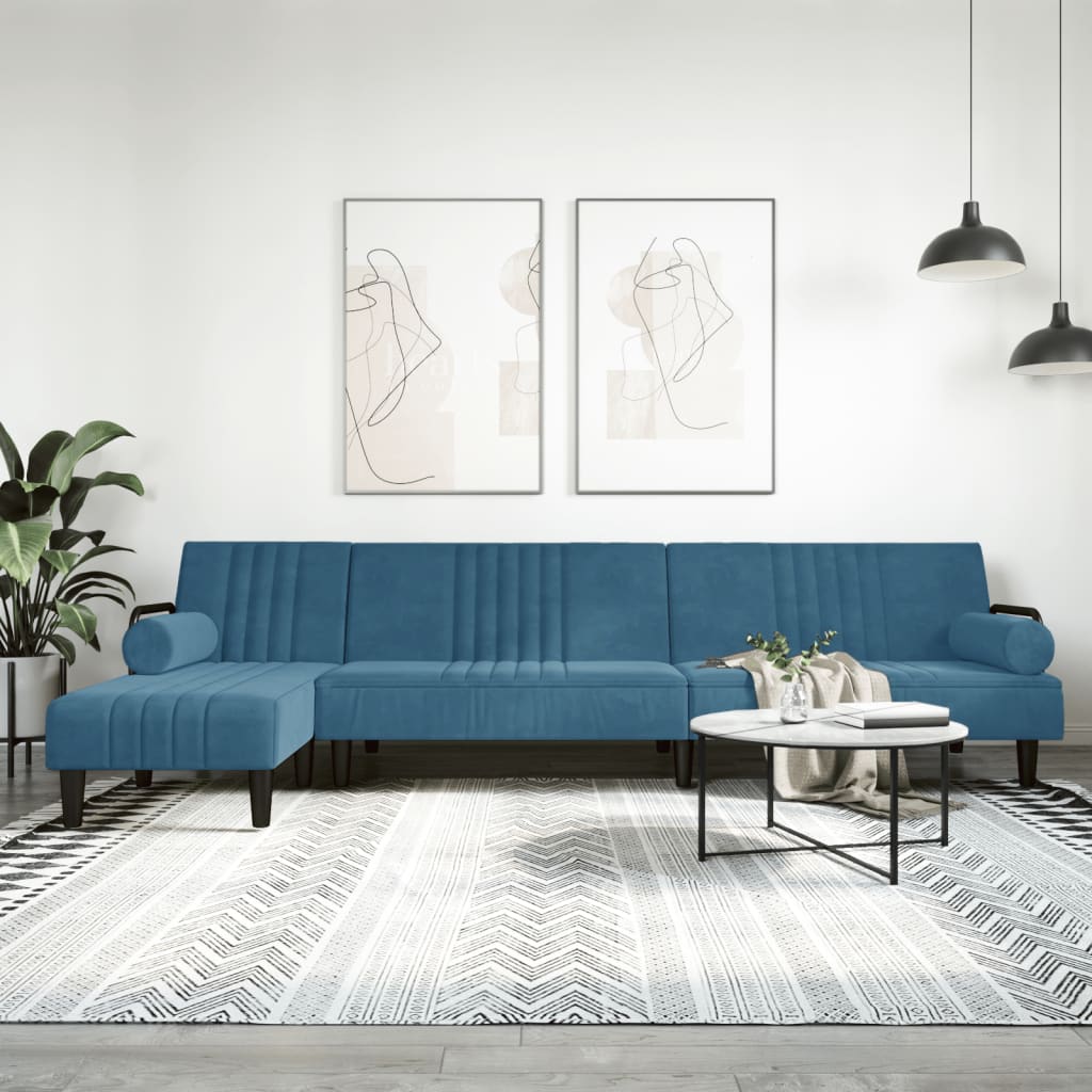 vidaXL Pohovka v tvare L modrá 260x140x70 cm zamat