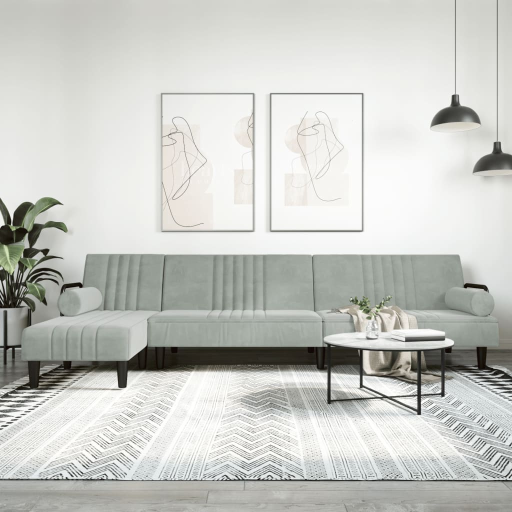 vidaXL Pohovka v tvare L bledosivá 260x140x70 cm látka