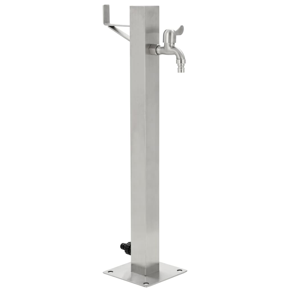 vidaXL Záhradný stĺpik na vodu, nehrdzavejúca oceľ, štvorcový 65 cm