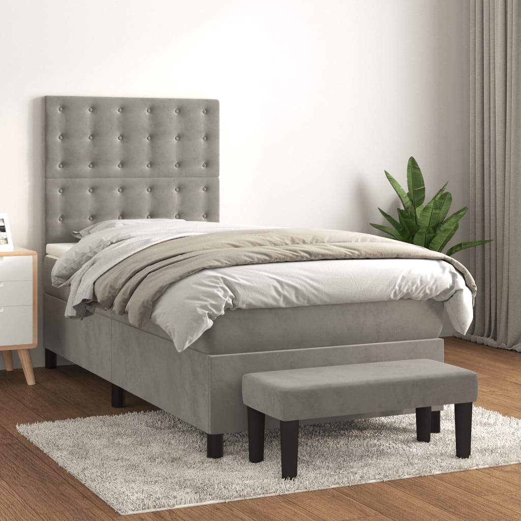 vidaXL Posteľný rám boxsping s matracom bledosivý 80x200 cm zamat