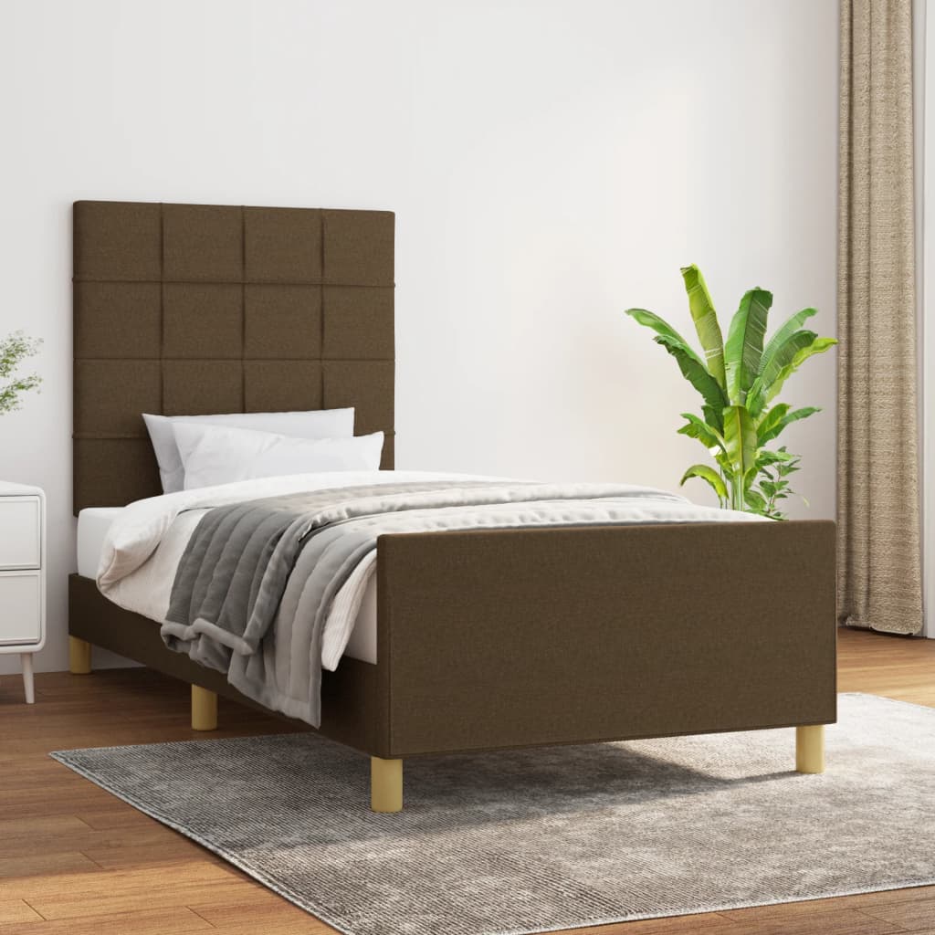 vidaXL Posteľ bez matraca tmavohnedá 90x190 cm látka