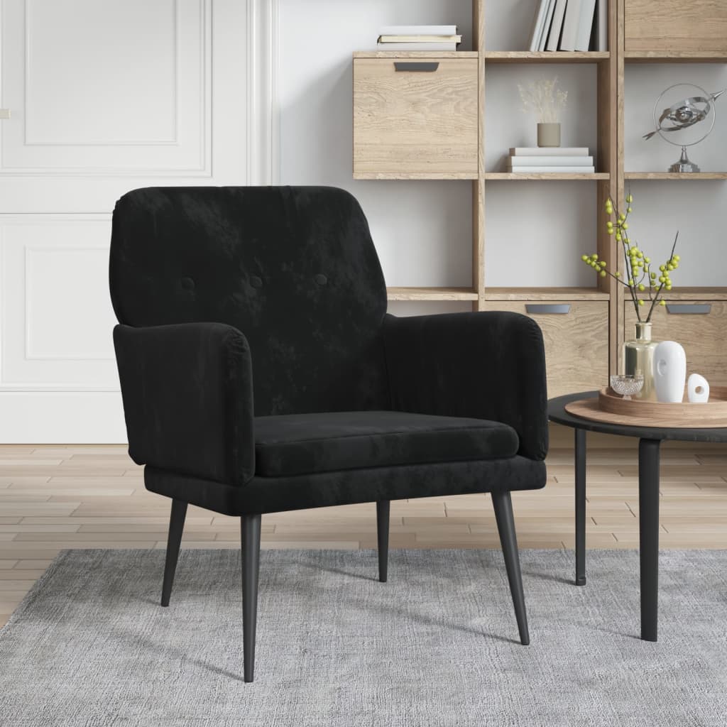 vidaXL Kreslo čierne 62x79x79 cm zamat