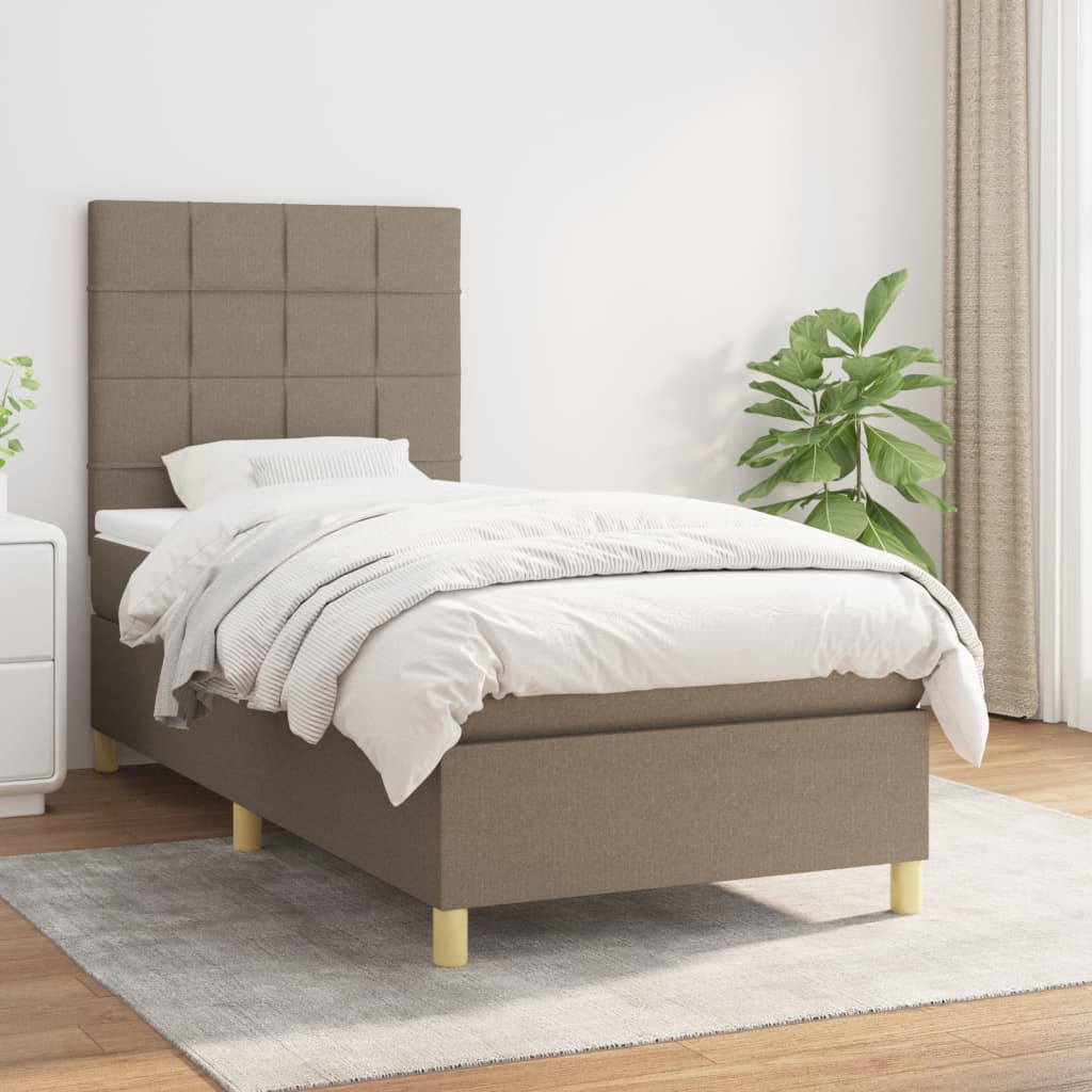 vidaXL Posteľný rám boxsping s matracom sivohnedý 80x200 cm látka