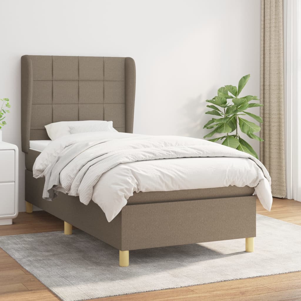 vidaXL Posteľný rám boxsping s matracom sivohnedý 80x200 cm látka
