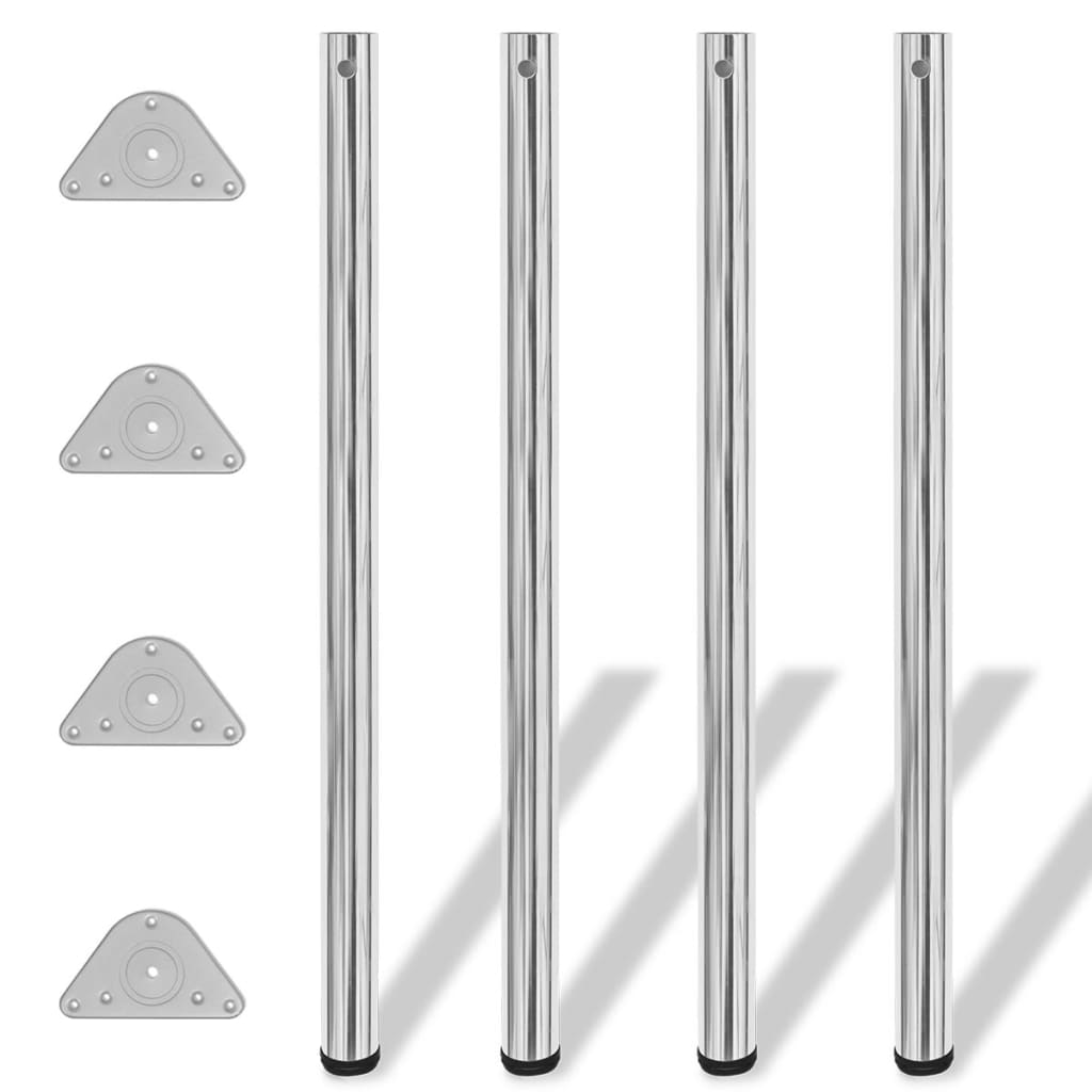 vidaXL Výškovo nastaviteľné stolové nohy, 4ks, chrómované, 1100 mm
