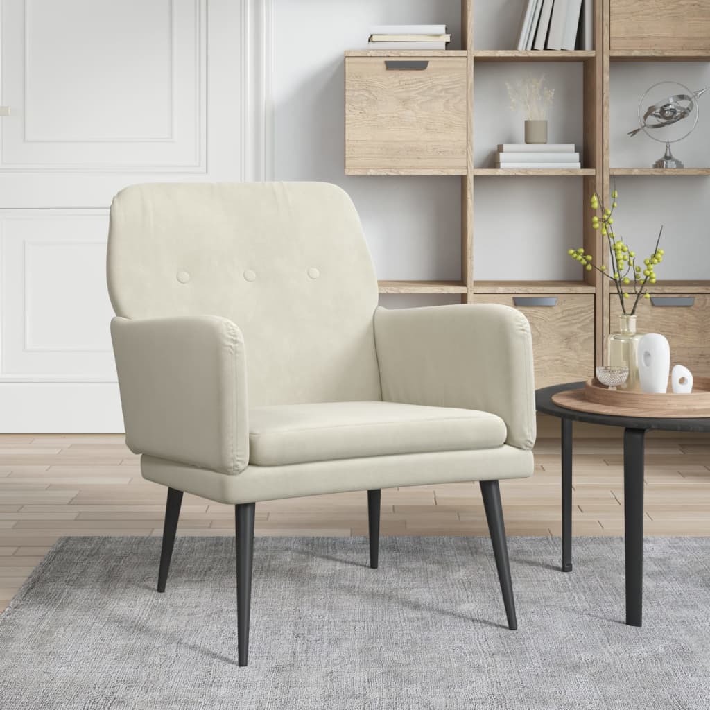 vidaXL Kreslo krémové 62x79x79 cm zamat