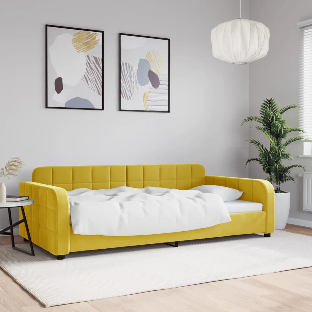 vidaXL Denná posteľ žltá 100x200 cm zamat