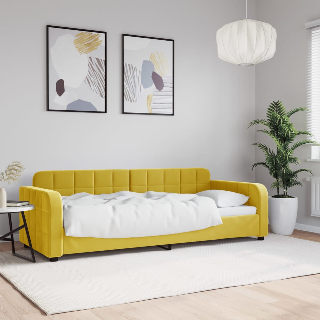 vidaXL Denná posteľ žltá 80x200 cm zamat