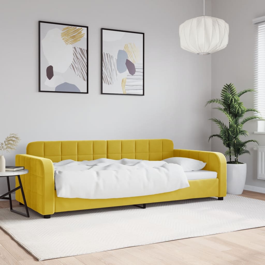 vidaXL Denná posteľ žltá 90x200 cm zamat