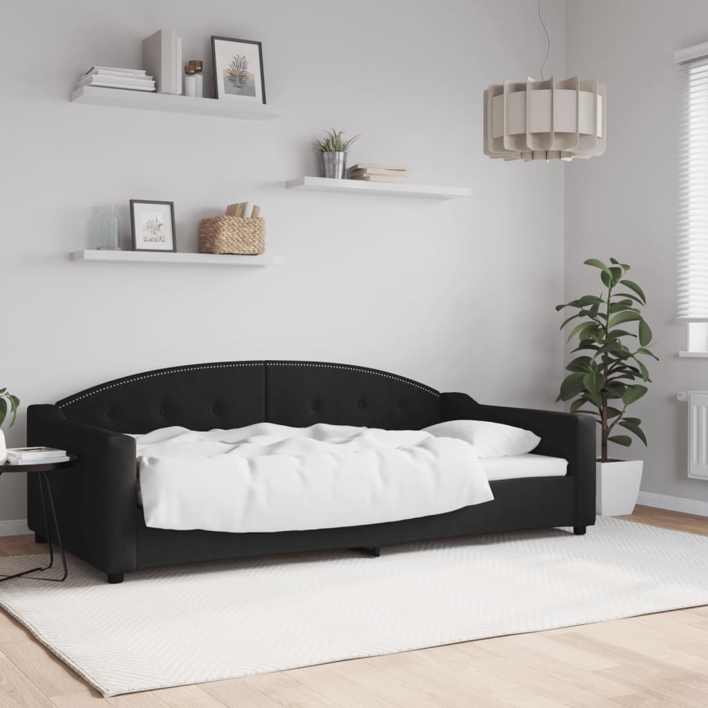 vidaXL Denná posteľ čierna 100x200 cm látka