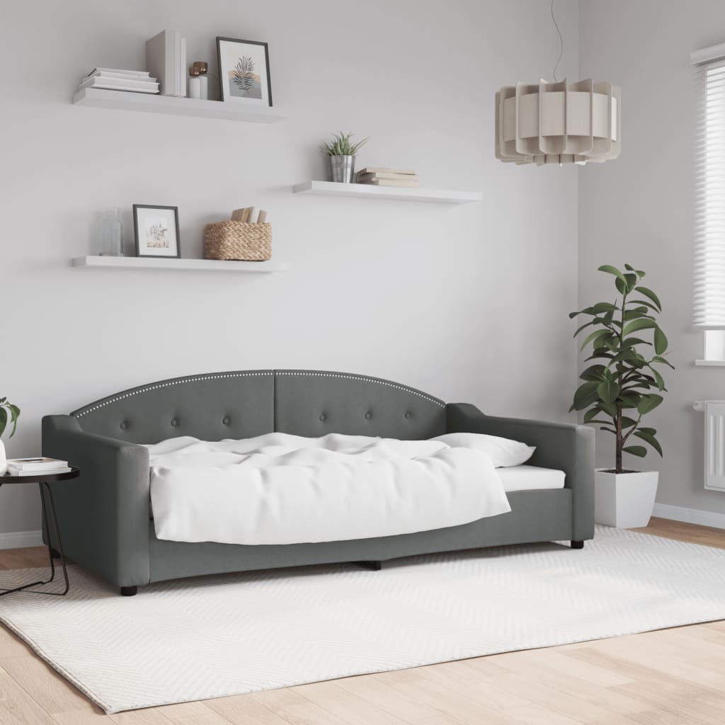 vidaXL Denná posteľ tmavosivá 90x190 cm látka