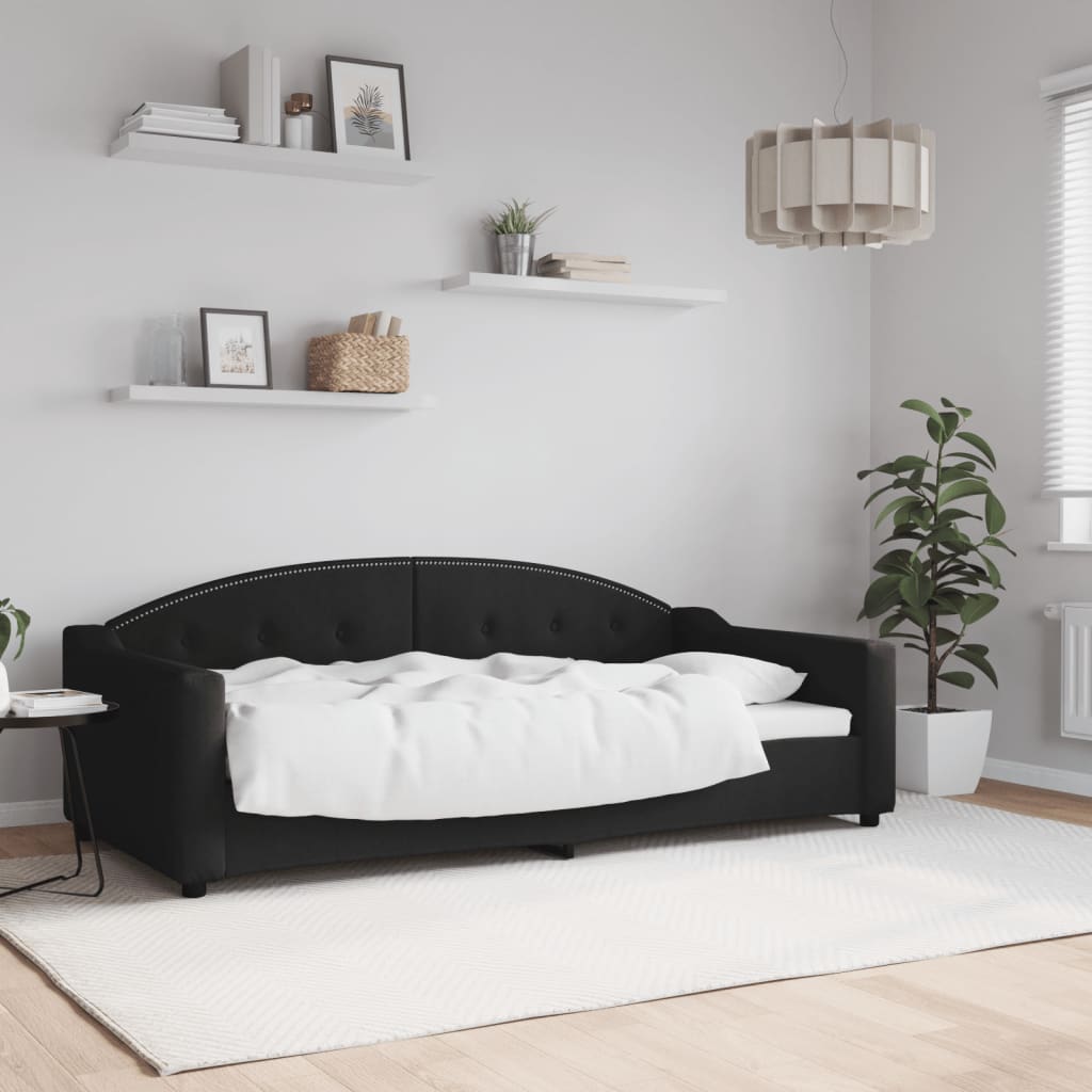 vidaXL Denná posteľ čierna 90x190 cm látka