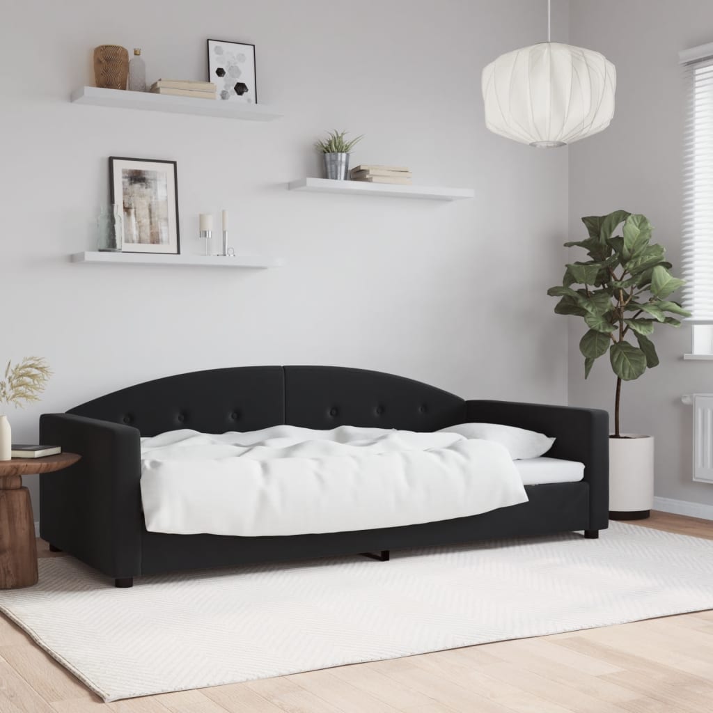 vidaXL Denná posteľ čierna 90x190 cm zamat