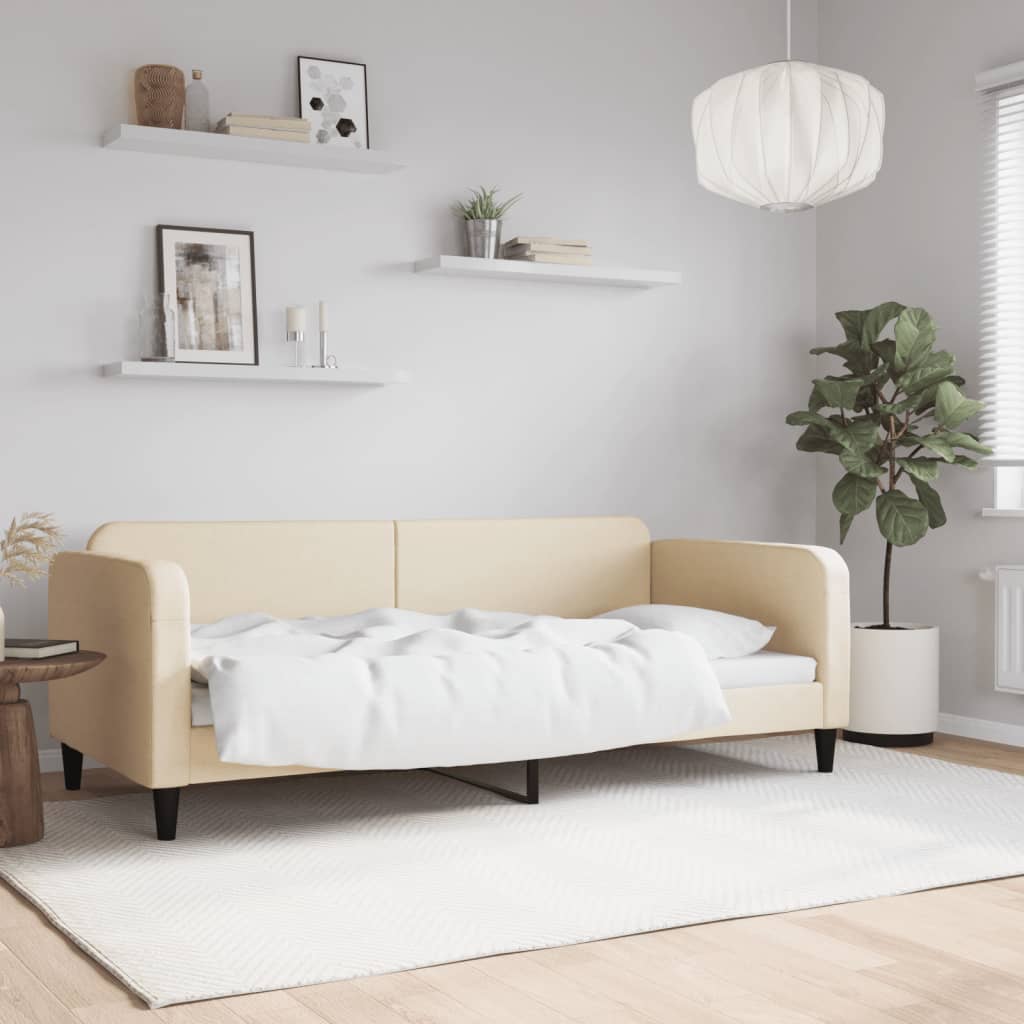 vidaXL Posteľný rám krémový 90x200 cm látka