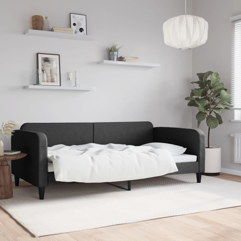 vidaXL Denná posteľ čierna 100x200 cm látka