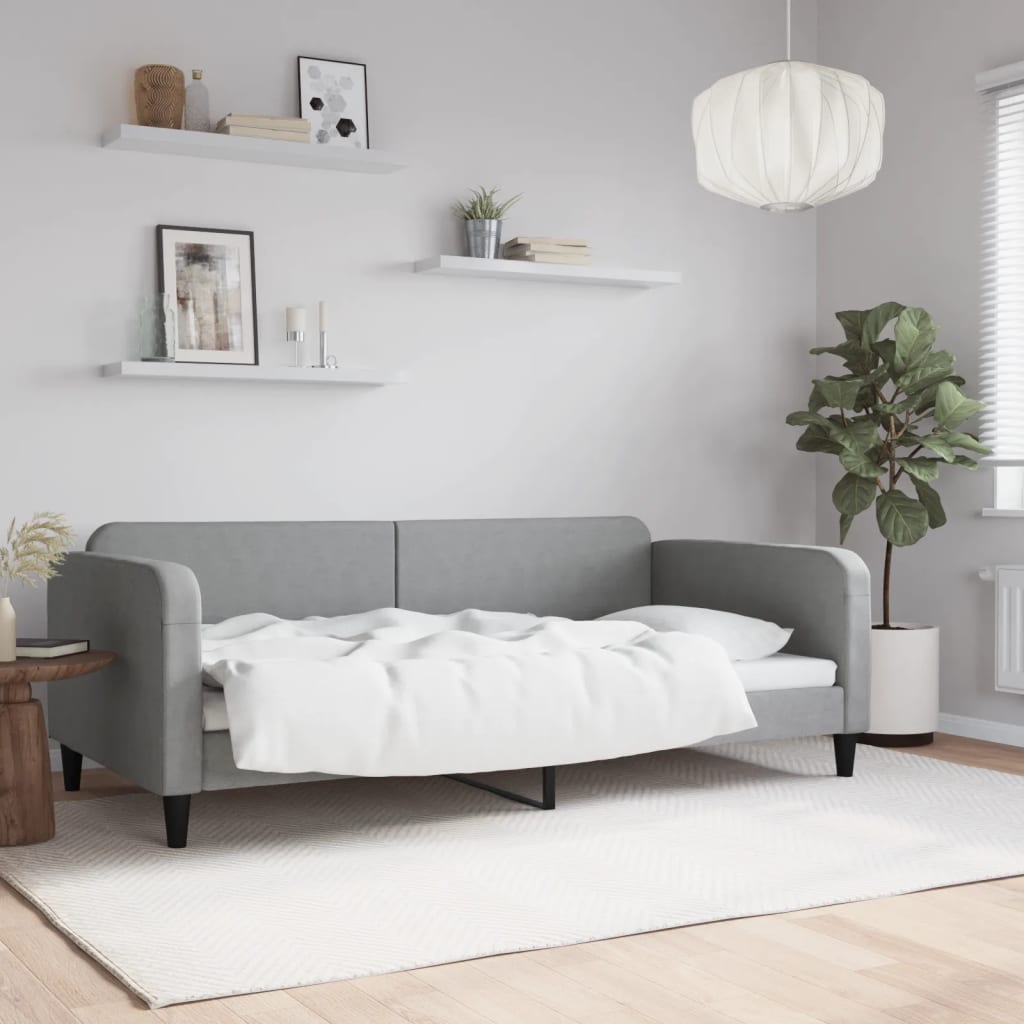 vidaXL Posteľný rám bledosivý 100x200 cm látka