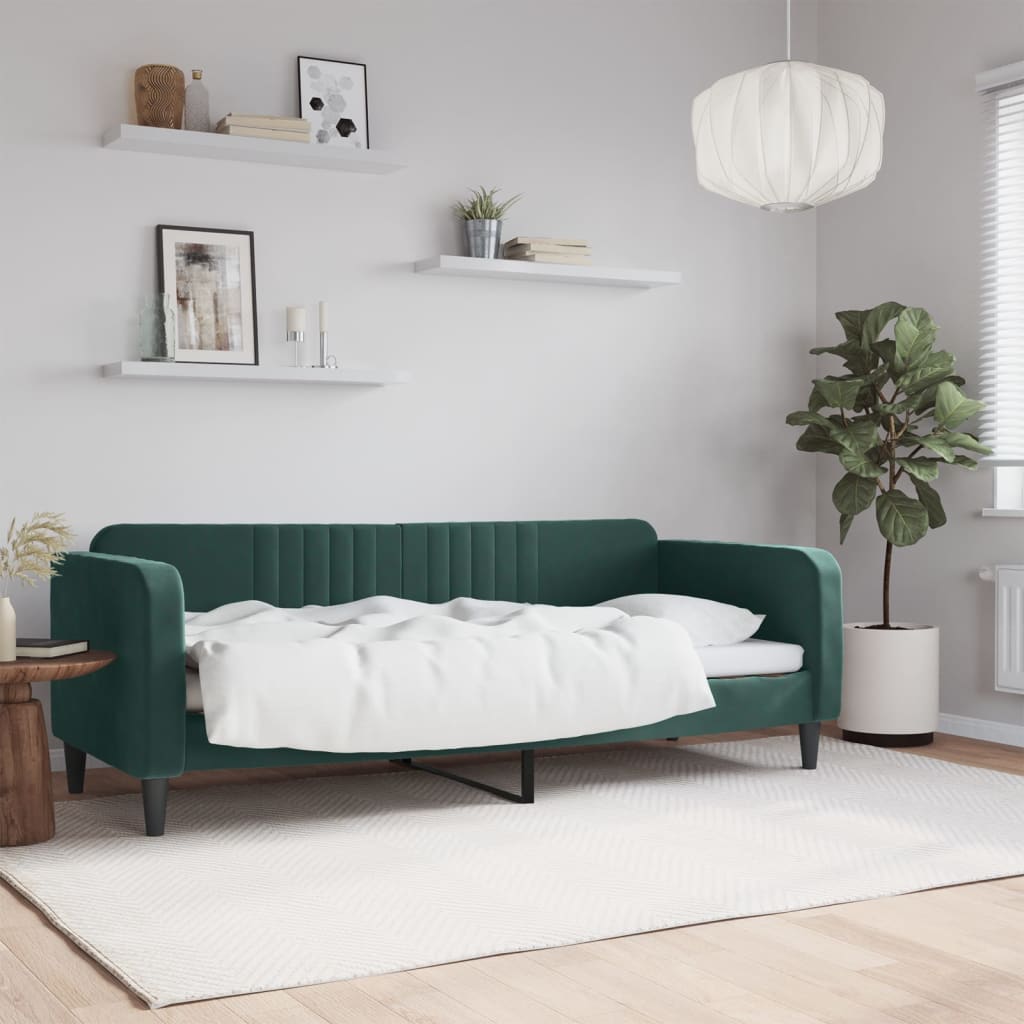 vidaXL Denná posteľ tmavozelená 80x200 cm zamat