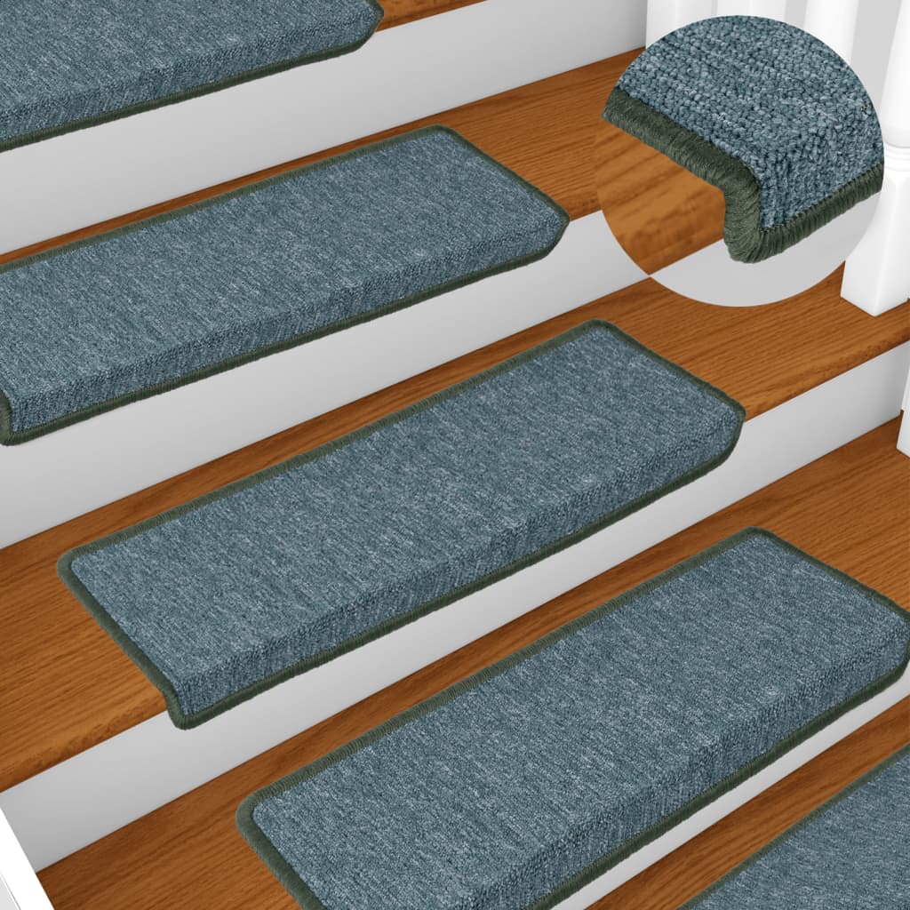 vidaXL Kobercové nášľapy na schody 15 ks 65x21x4 cm zelené