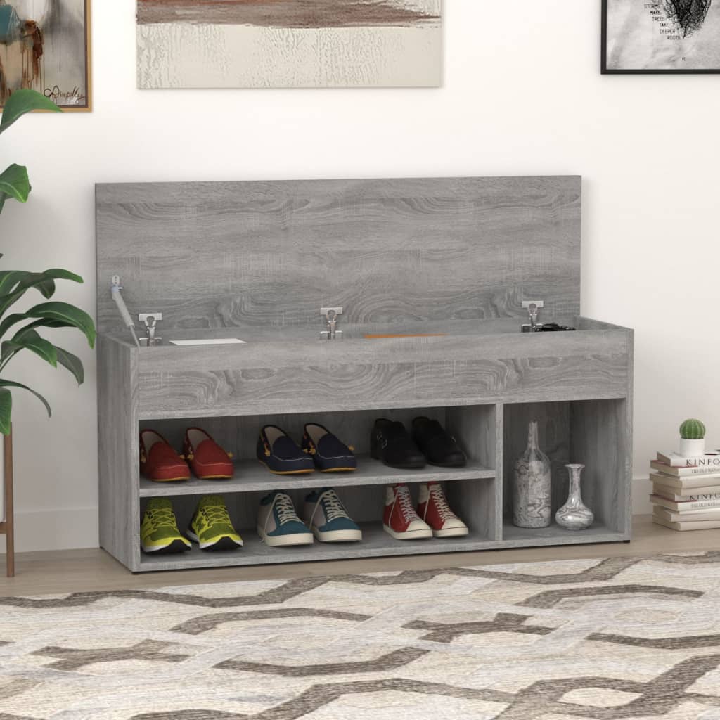 vidaXL Lavica na topánky sivá sonoma 105x30x45 cm spracované drevo