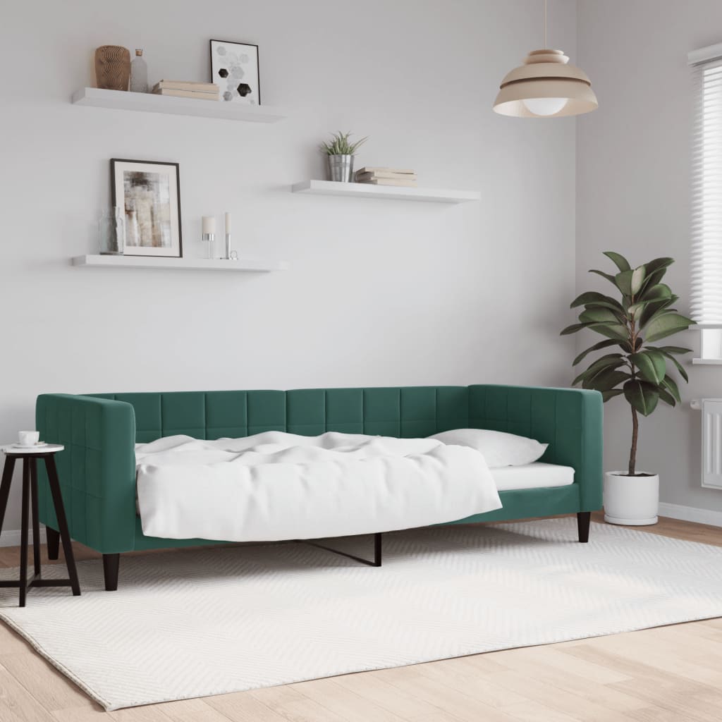 vidaXL Denná posteľ tmavozelená 80x200 cm zamat