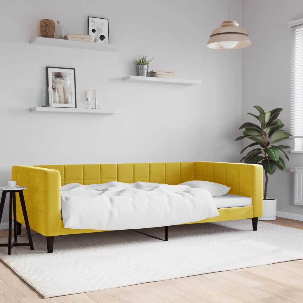 vidaXL Denná posteľ žltá 100x200 cm zamat
