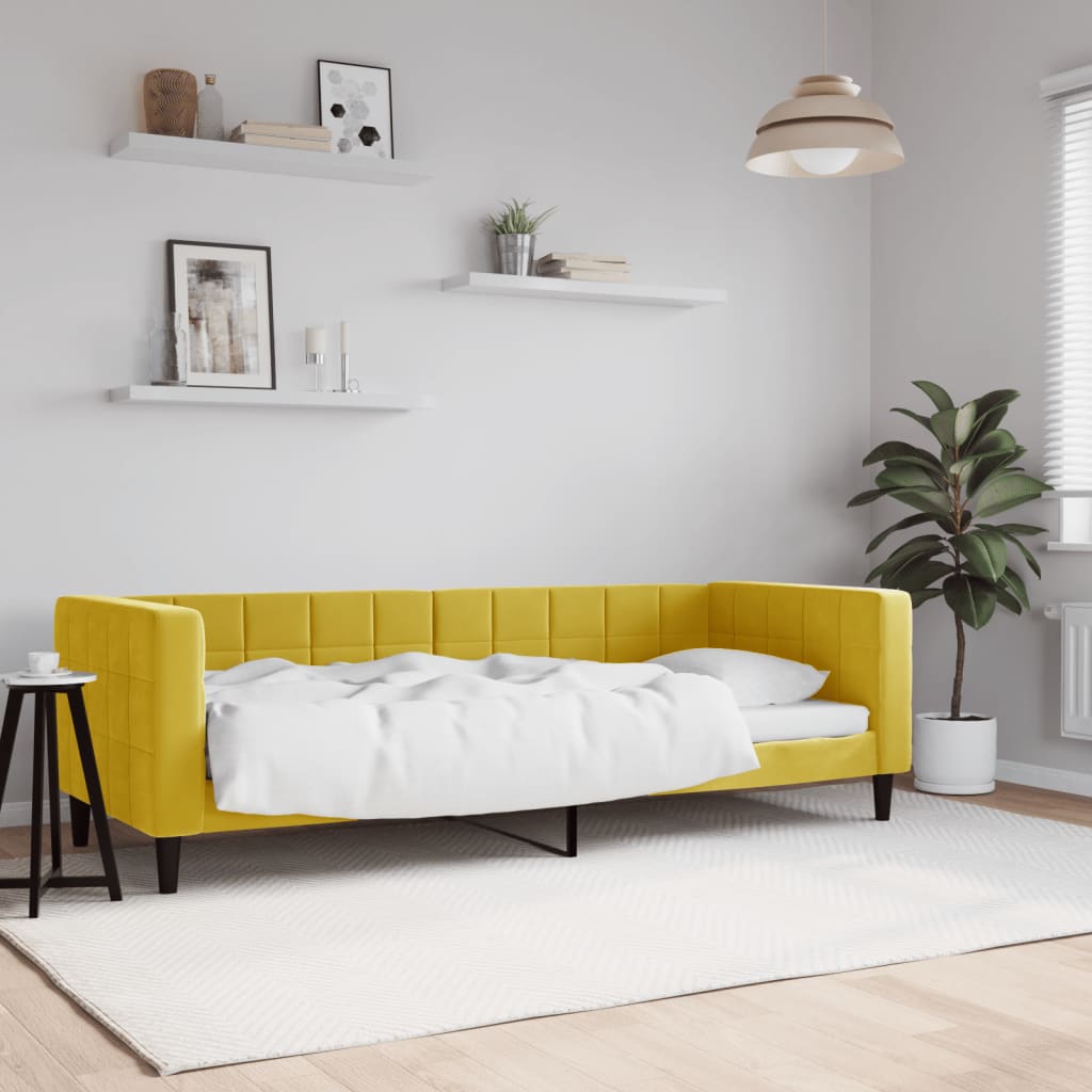 vidaXL Denná posteľ žltá 80x200 cm zamat
