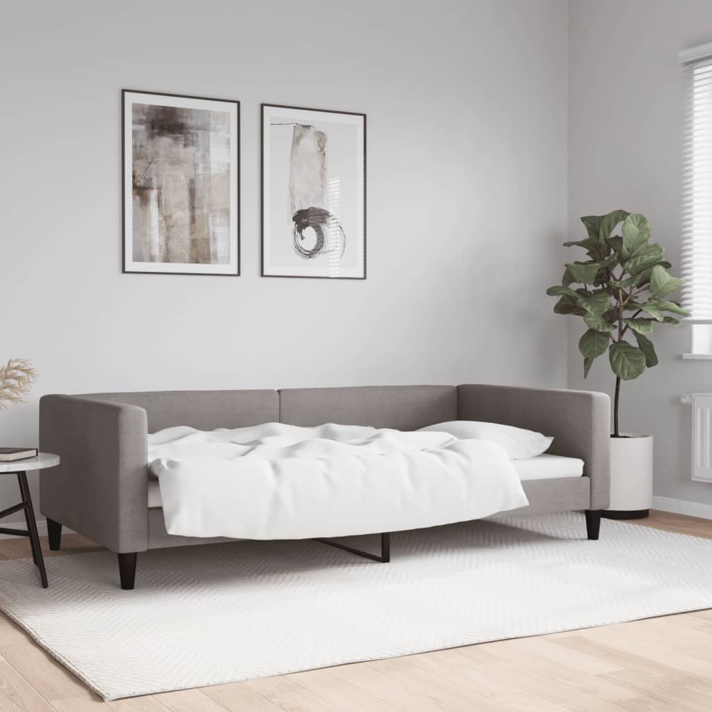 vidaXL Denná posteľ sivohnedá 100x200 cm látka