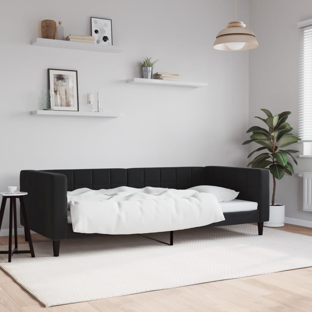vidaXL Denná posteľ čierna 90x190 cm zamat
