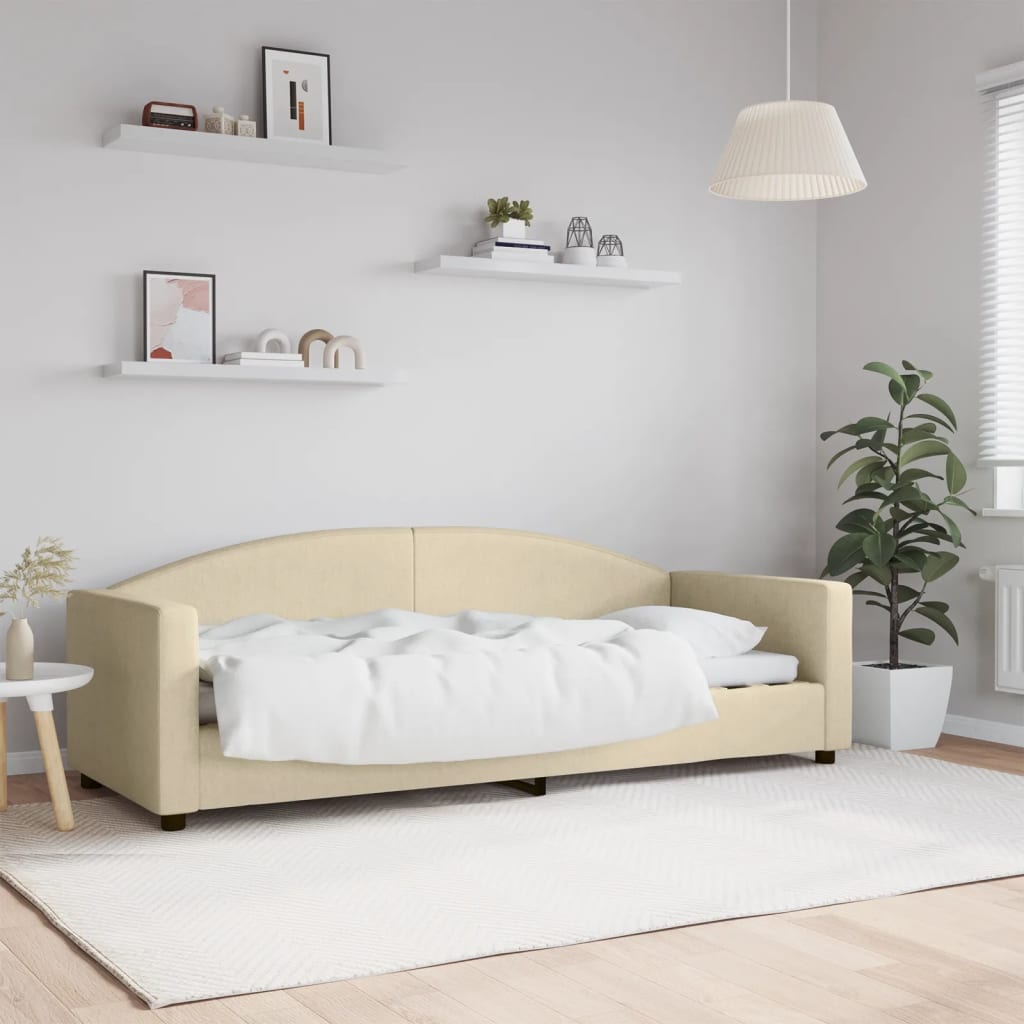 vidaXL Posteľný rám krémový 80x200 cm látka