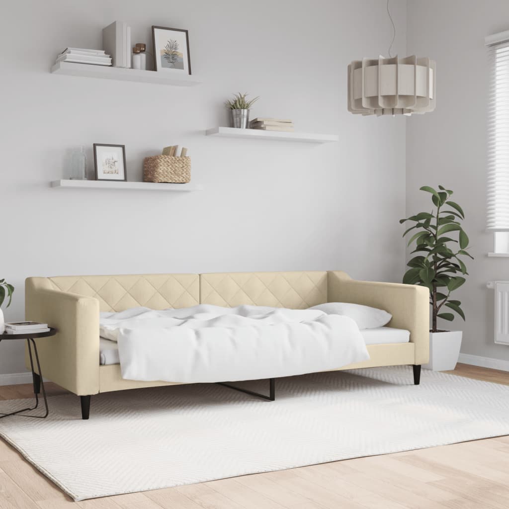 vidaXL Posteľný rám krémový 90x200 cm látka