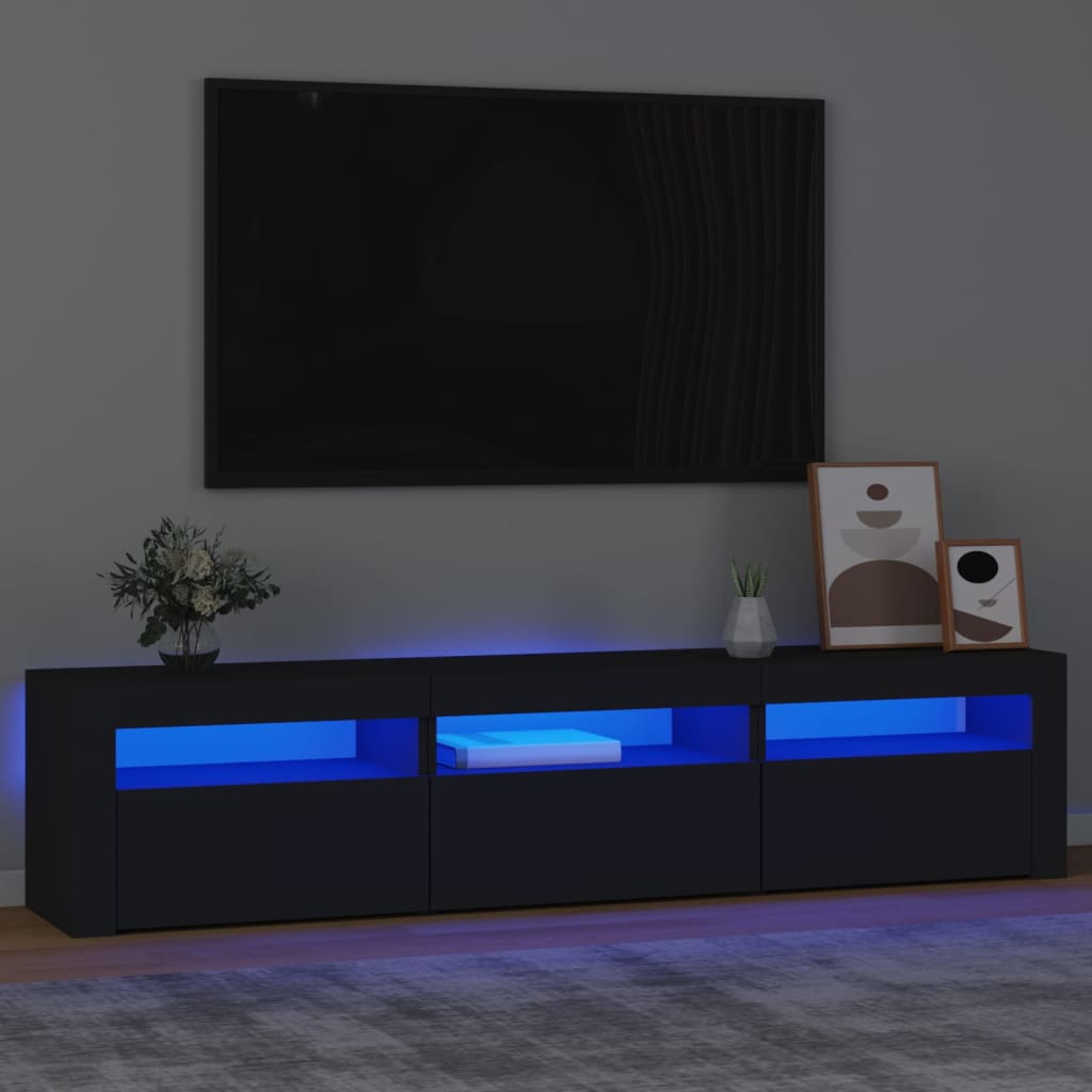 vidaXL TV skrinka s LED svetlami čierna 180x35x40 cm