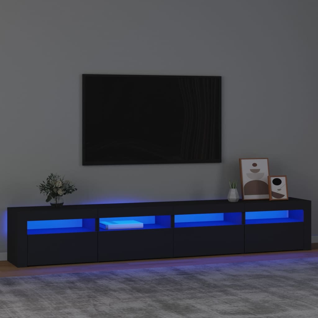 vidaXL TV skrinka s LED svetlami čierna 240x35x40 cm