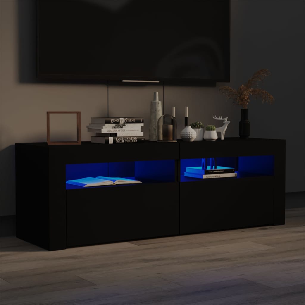 vidaXL TV skrinka s LED svetlami čierna 120x35x40 cm