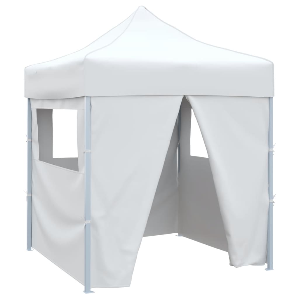 vidaXL Profesionálny skladací párty stan+4 steny 2x2 m, oceľ, biely